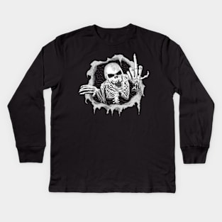 dark skull Kids Long Sleeve T-Shirt